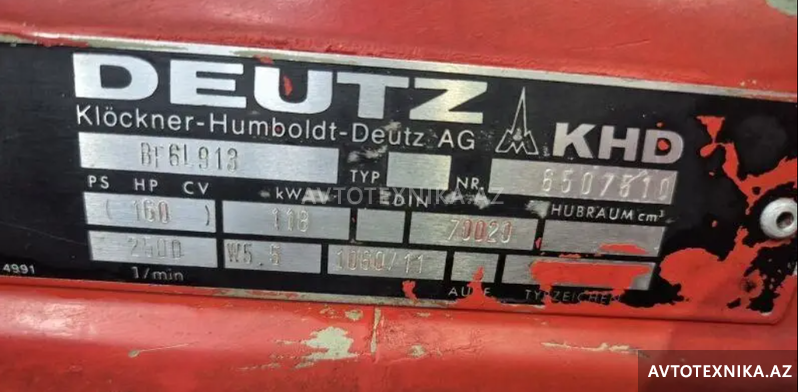 Deutz, 6.1 l, Dizel, 1993 il, İşlənmiş Deutz, 6.1 l, Dizel, 1993 il, İşlənmiş